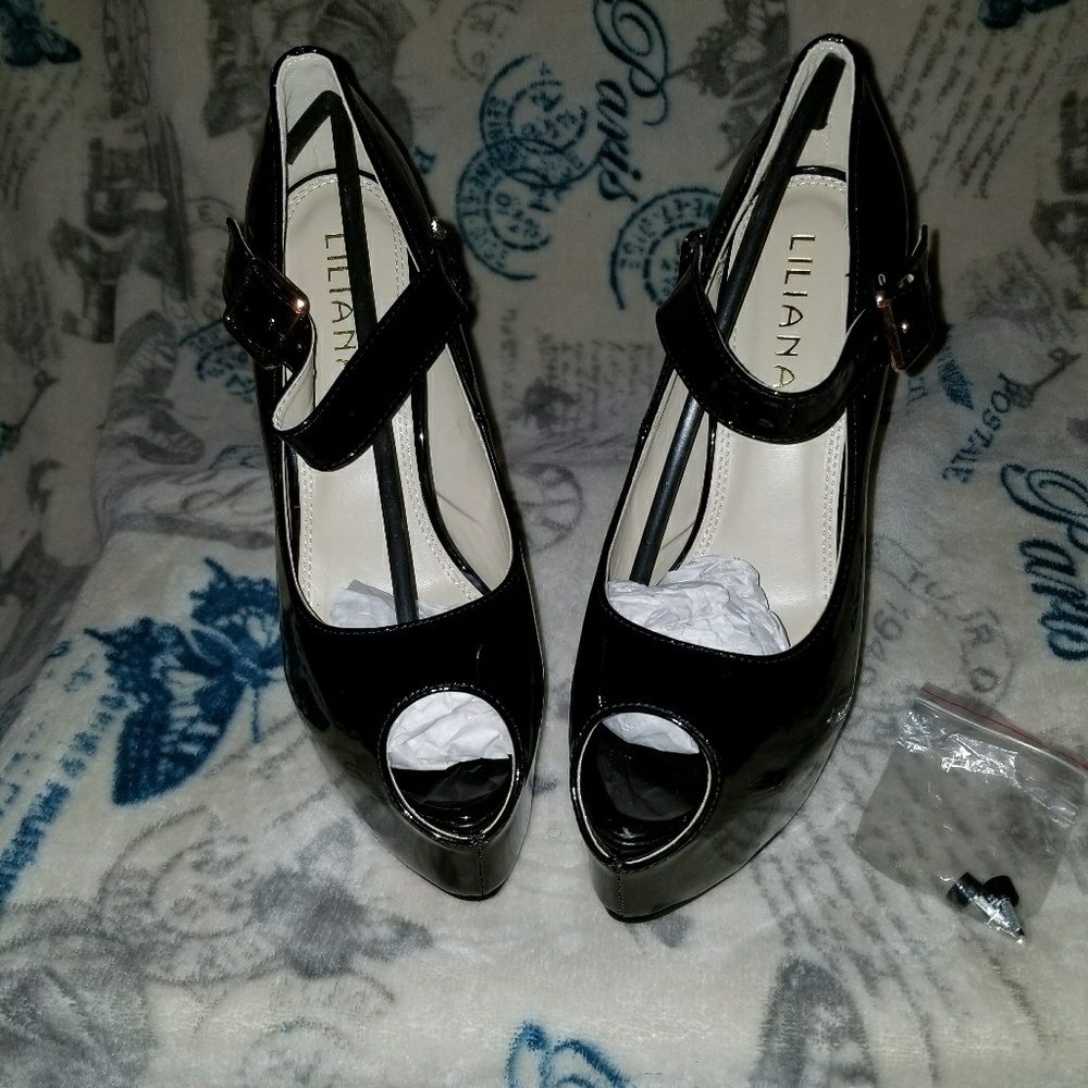 Black Peep Toe Heels